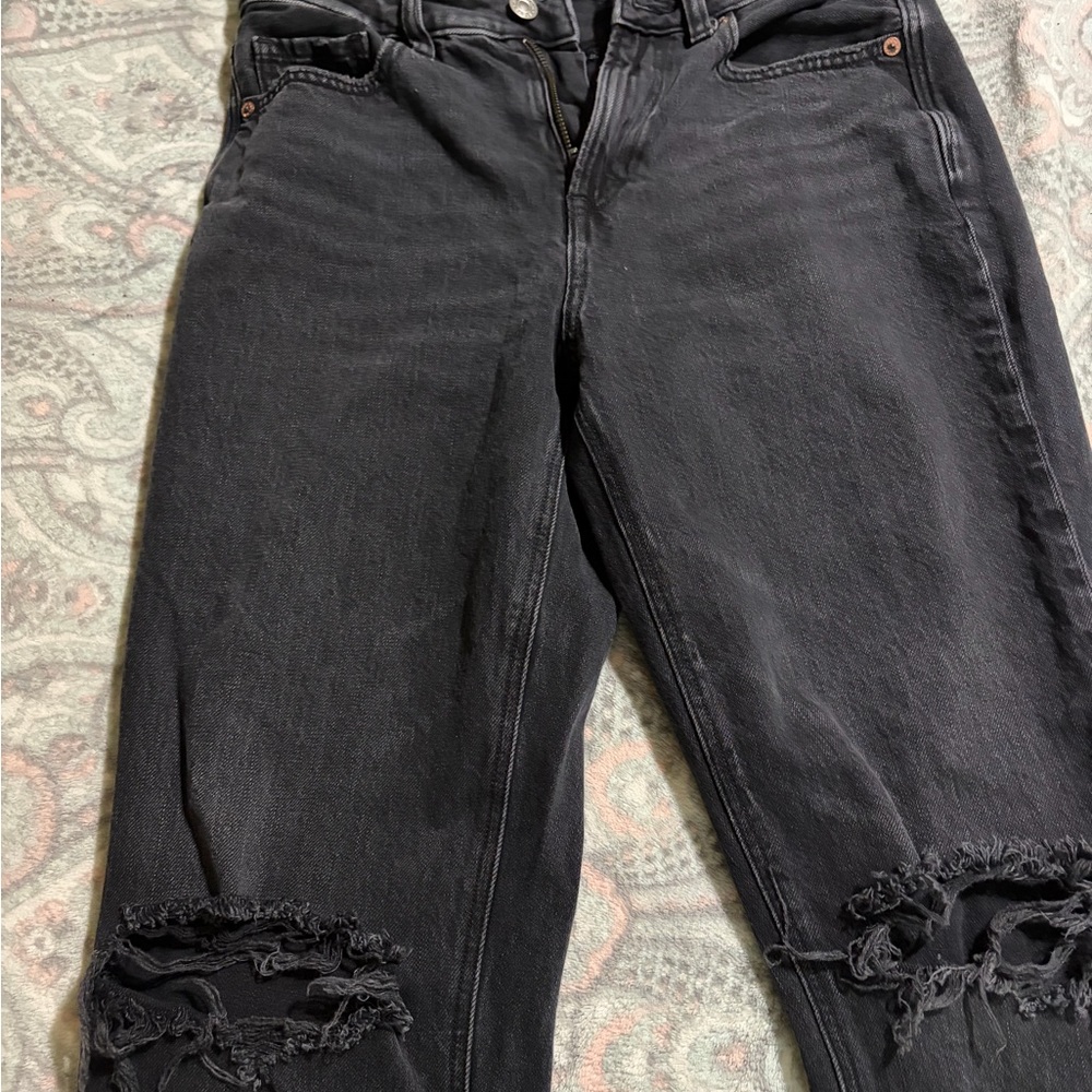 American Eagle Outfitters Black Distressed Boyfriend Jeans